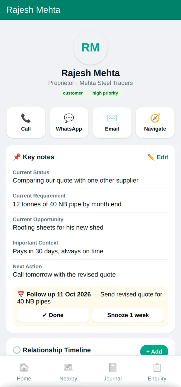 Contacts Manager contact page